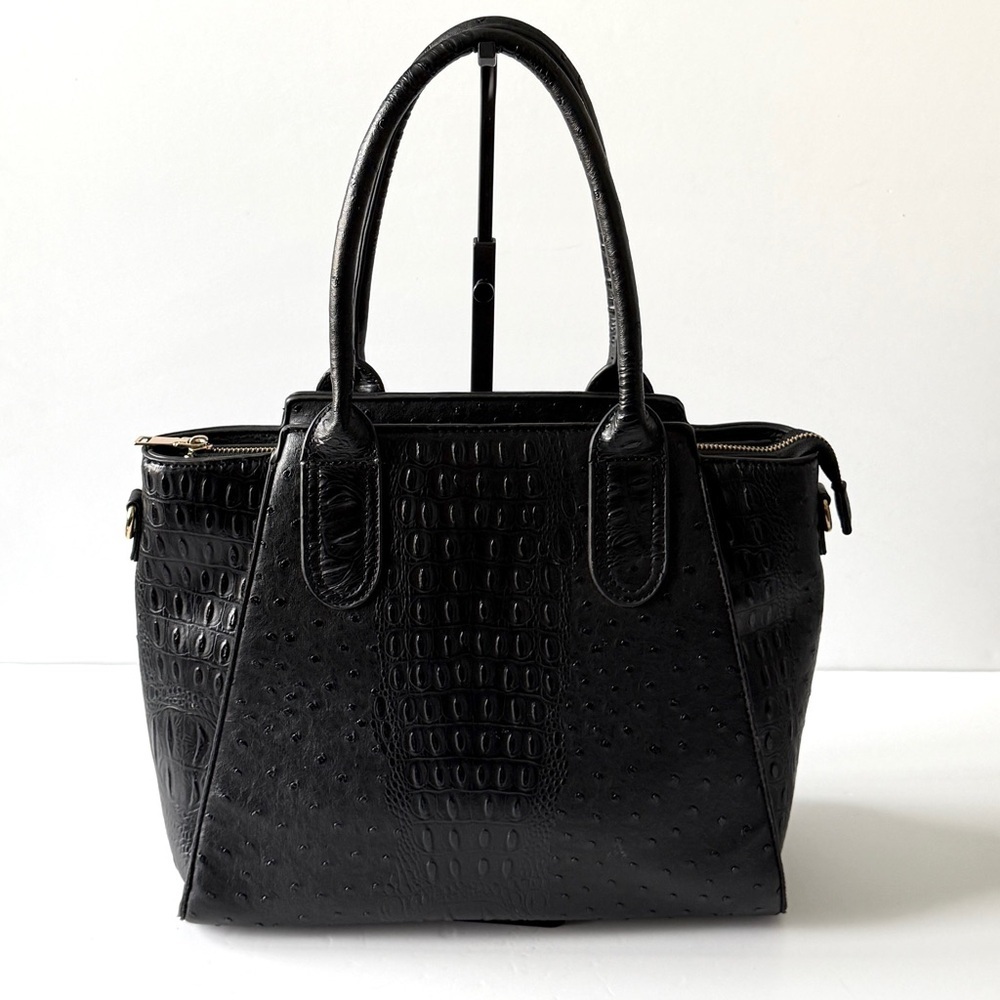 Black Crocodile-Embossed Women's Handbag Shoulder Satchel Purse